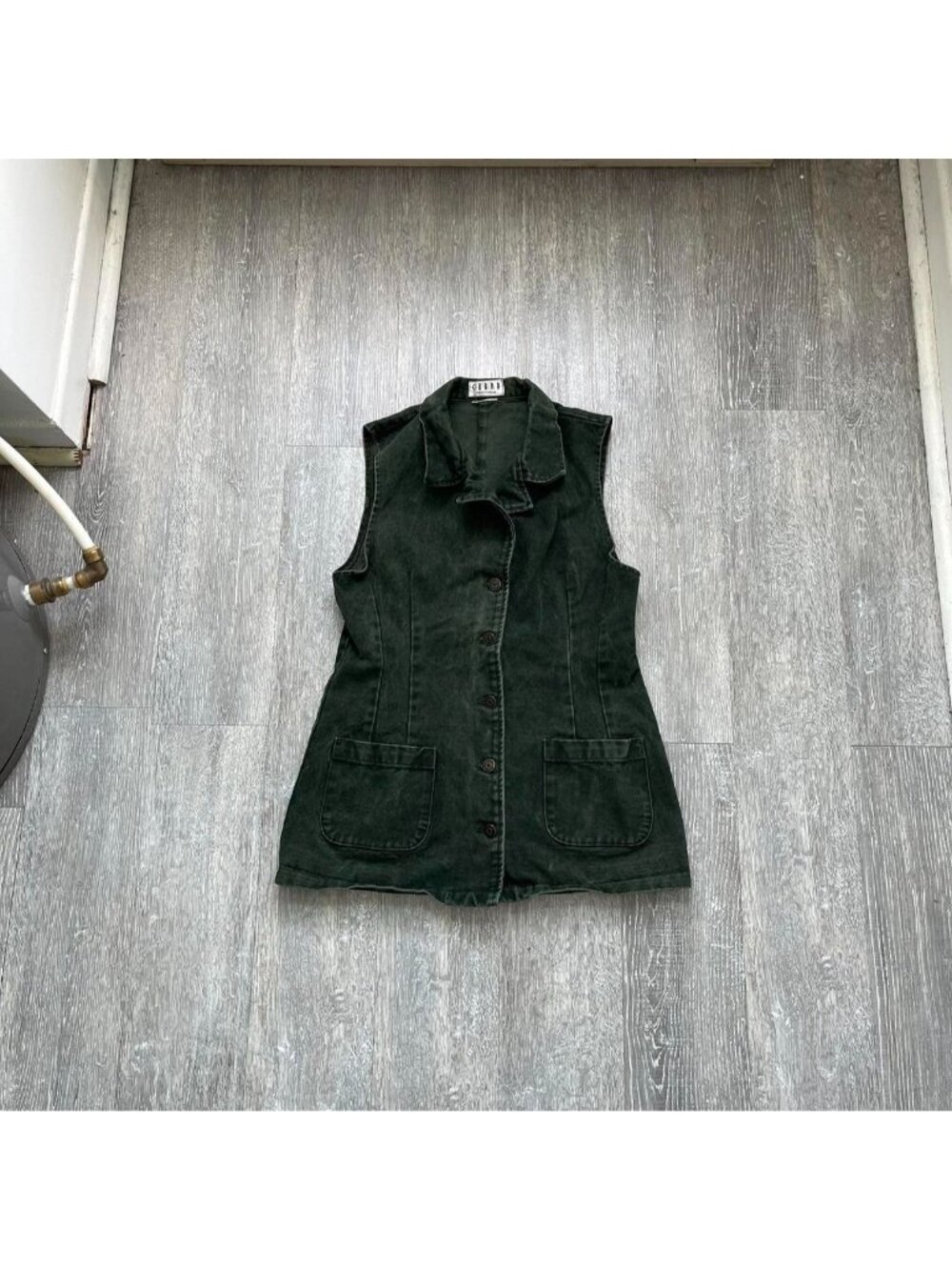 Dark Green Vintage 90’s “Cobra” Faded Denim Button-Up Dress
